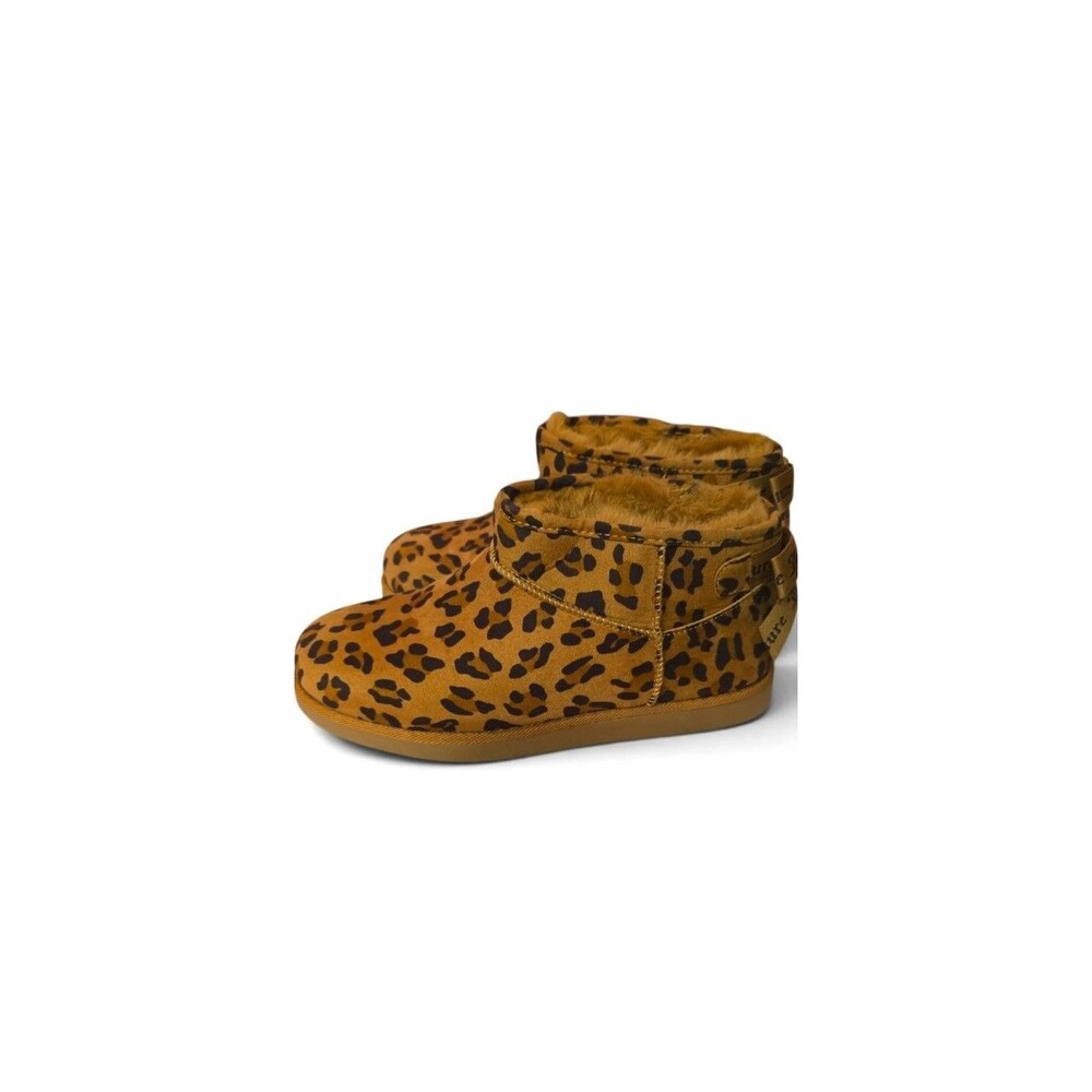 Juicy Couture Women’s Kelsey Leopard Animal Print Ankle Bootie Faux Fur Lined 8